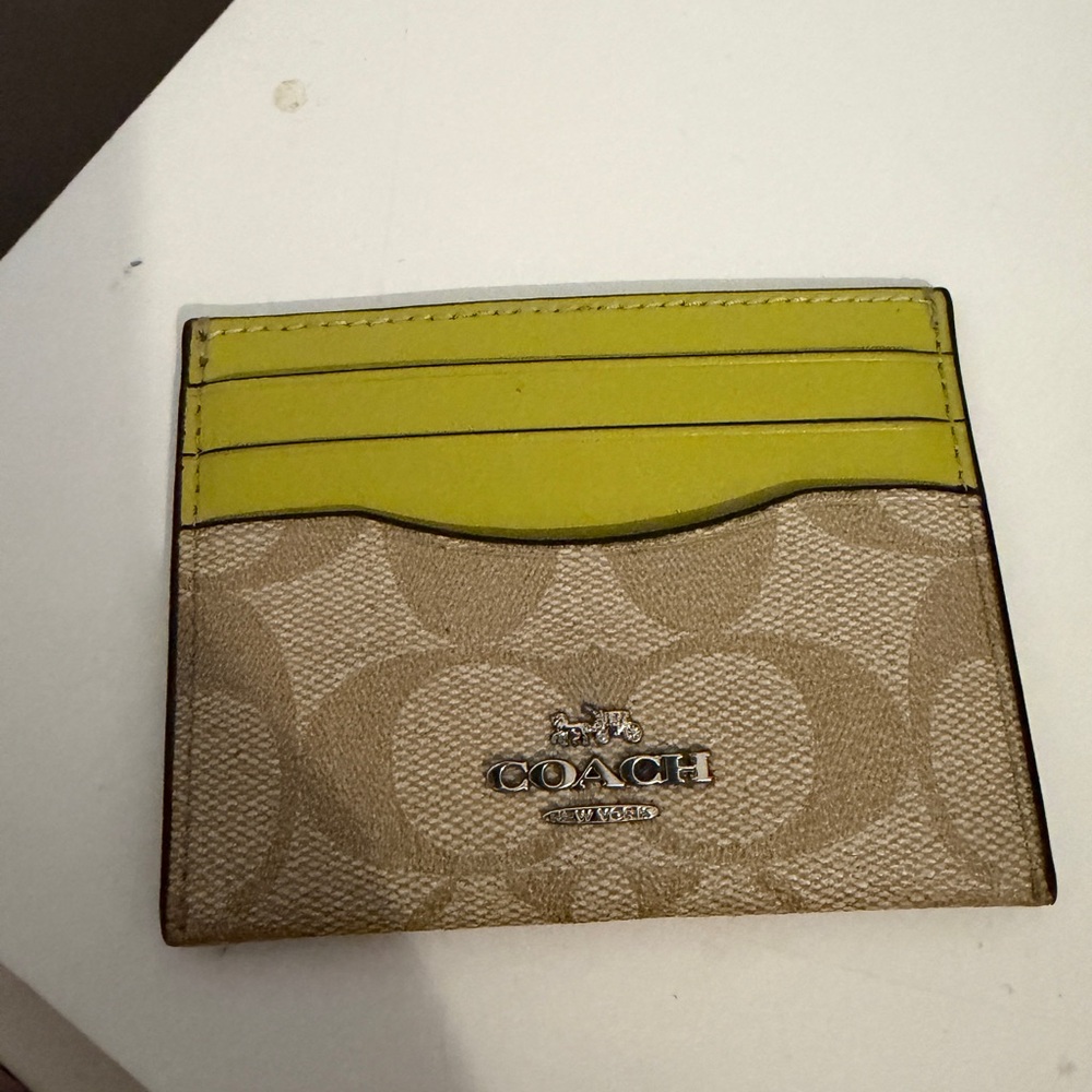 Coach Lime and Beige Card Holder